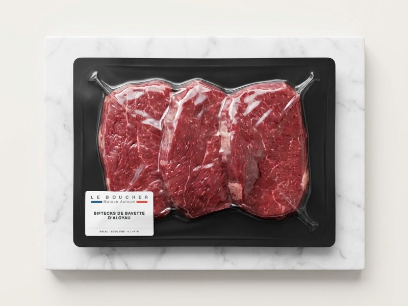 Biftecks de bavette d'Aloyau halal sous vide