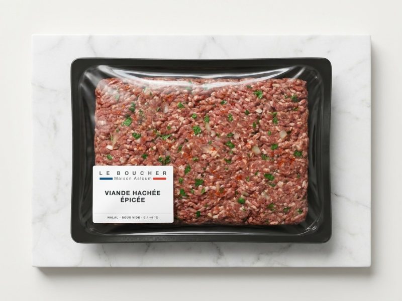 Viande hachée épicée (Kefta) halal sous vide