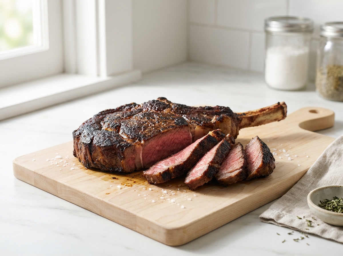 Côte de bœuf poêlée au beurre et au thym