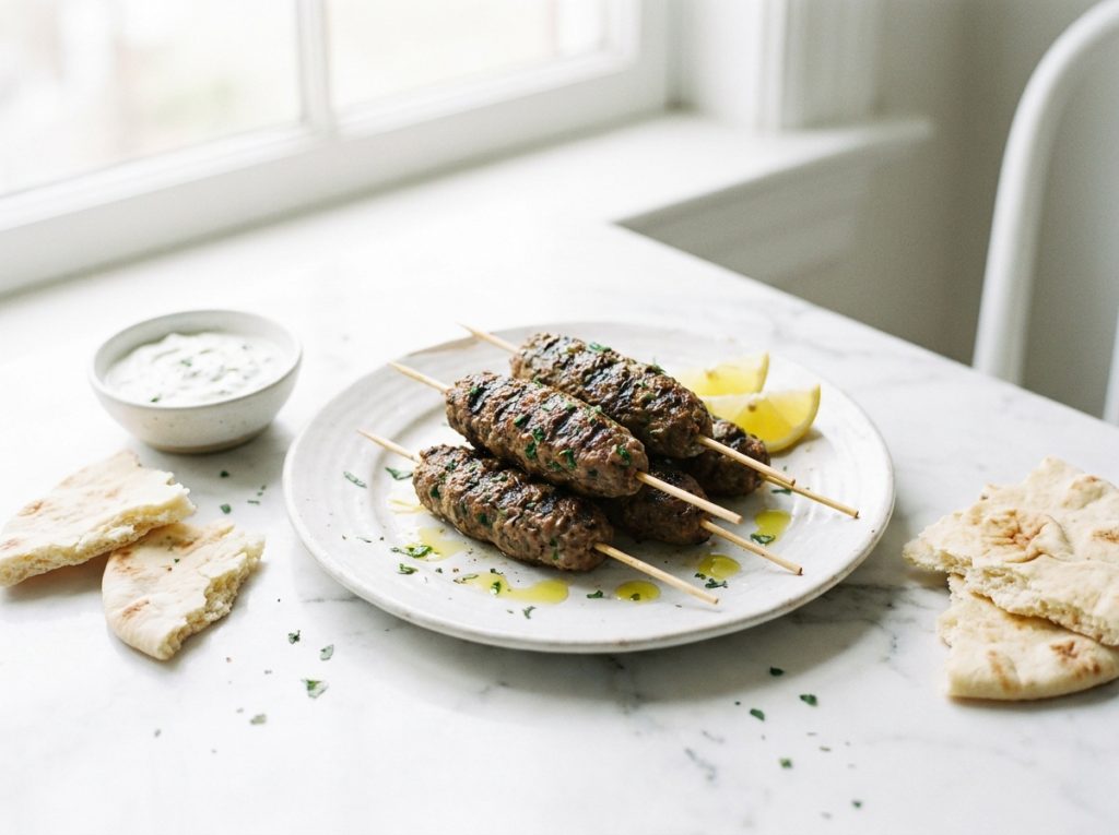 Brochettes de Kefta Maison : le plat cuit