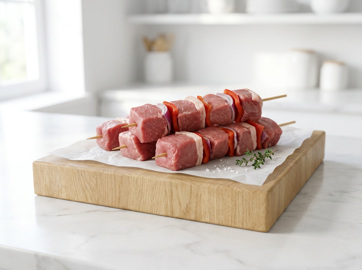 Brochettes de Veau Maison natures ou marinées halal, hors du pack