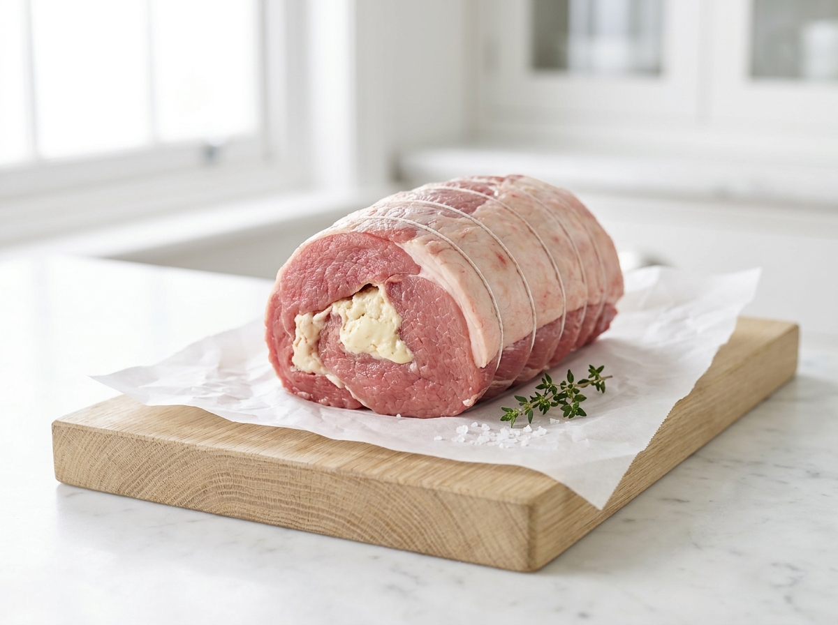 Rôti de Veau farci au fromage Maison halal, hors du pack