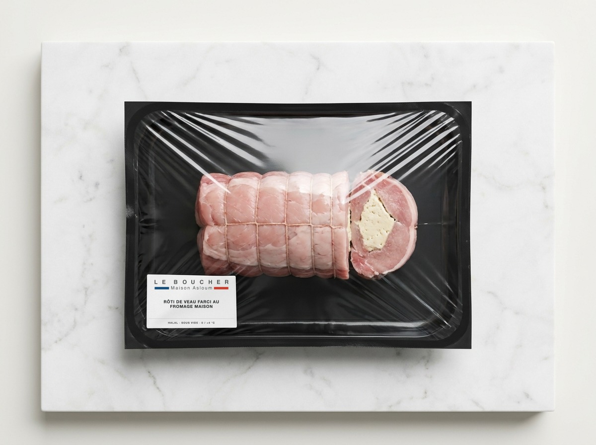Rôti de Veau farci au fromage Maison halal sous vide
