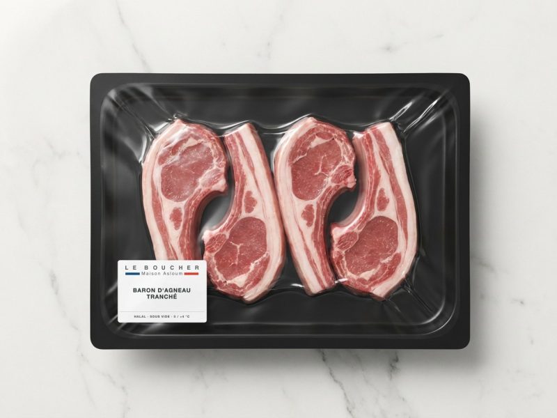 Baron d'agneau tranché halal sous vide
