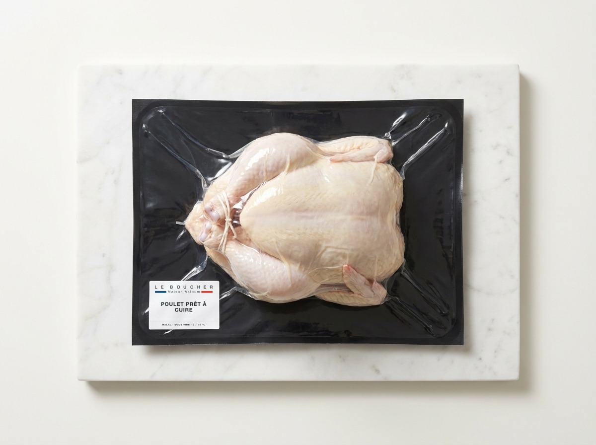 Poulet prêt à cuire halal sous vide