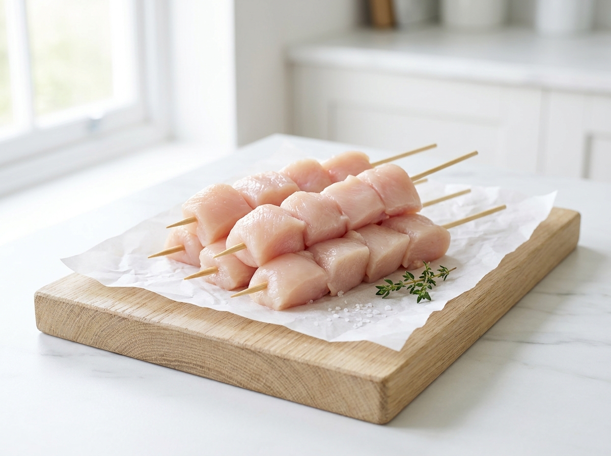 Brochettes de volaille Maison natures ou marinées halal, hors du pack
