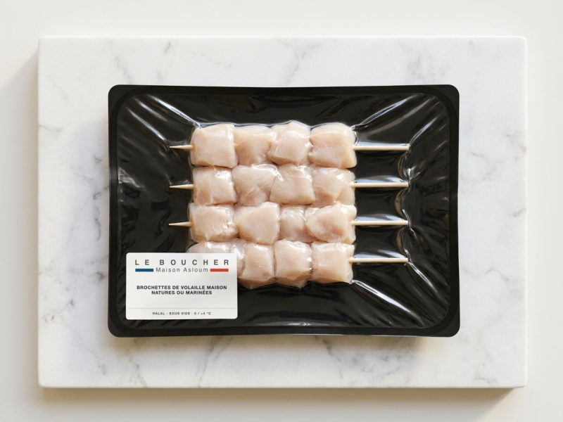 Brochettes de volaille Maison natures ou marinées halal sous vide