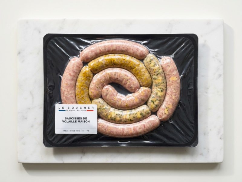 Saucisses de volaille Maison (curry, provençale, fromage) halal sous vide