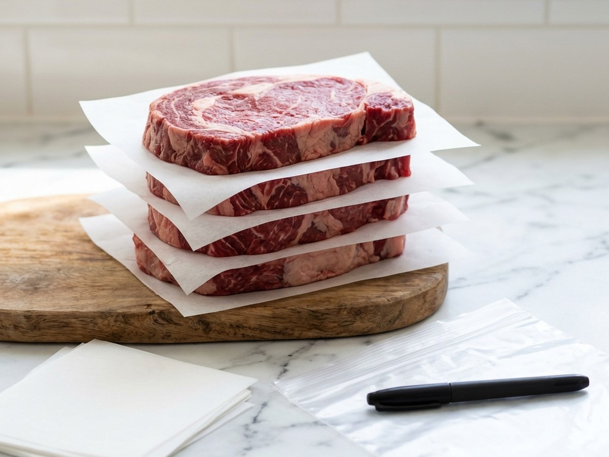 Le papier sulfurisé entre deux steaks : décongeler à l’unité
