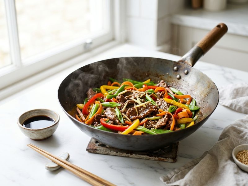 Le sauté au wok, des émincés et une sauce sans alcool