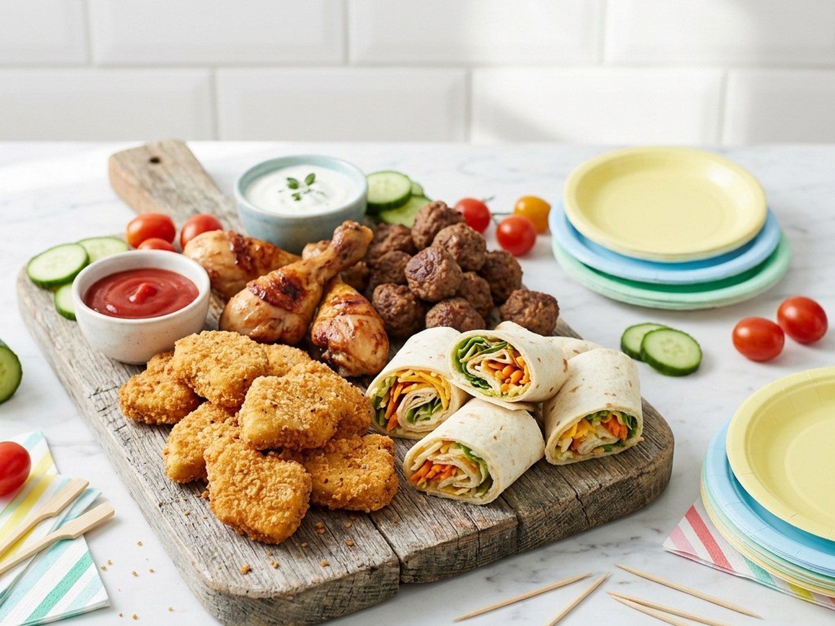 Un anniversaire d’enfant : la viande qui se mange avec les doigts