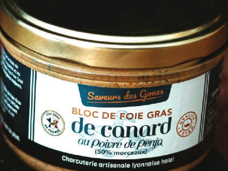 Bloc de foie gras de canard au poivre de Penja, charcuterie halal