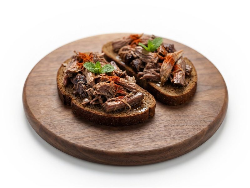 Casse-croûte de rillette d’agneau halal et cornichons