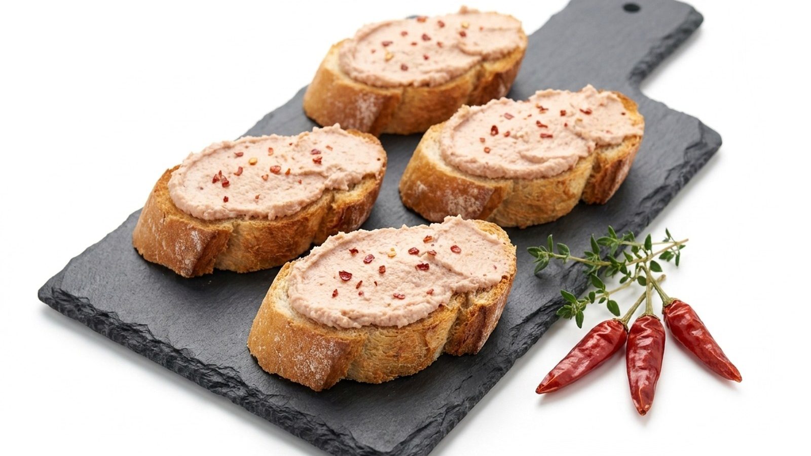 Tartines grillées à la terrine de poulet halal au piment d’Espelette