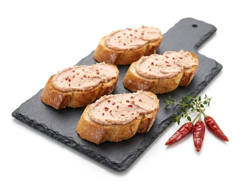 Tartines grillées à la terrine de poulet halal au piment d’Espelette