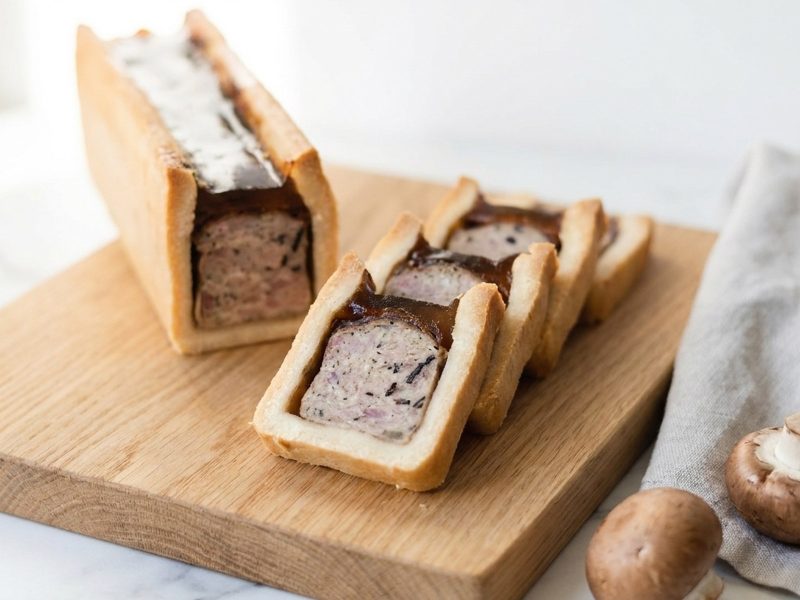 Pâté en croûte forestier, servi sur du pain