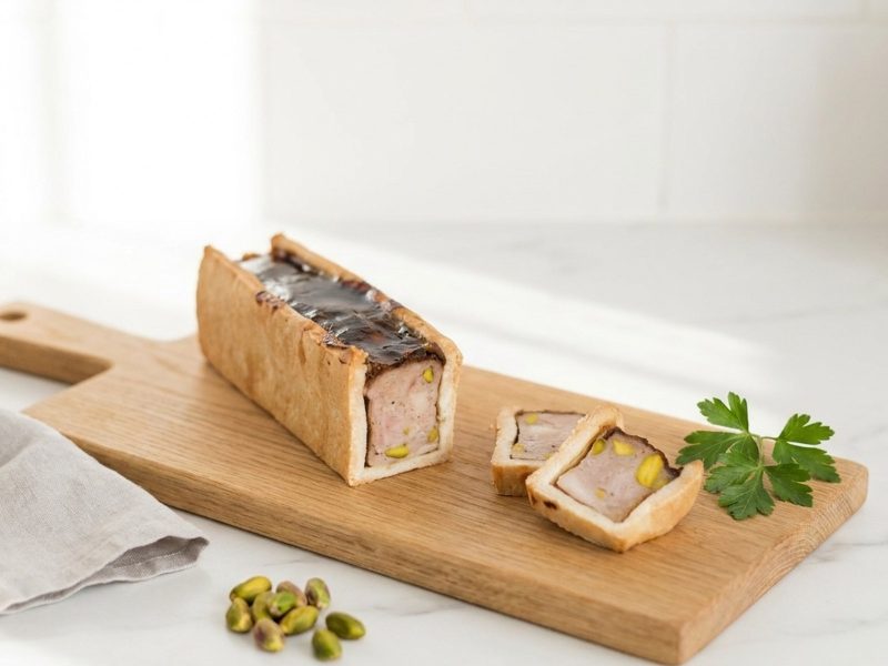 Pâté en croûte pistaché, charcuterie halal