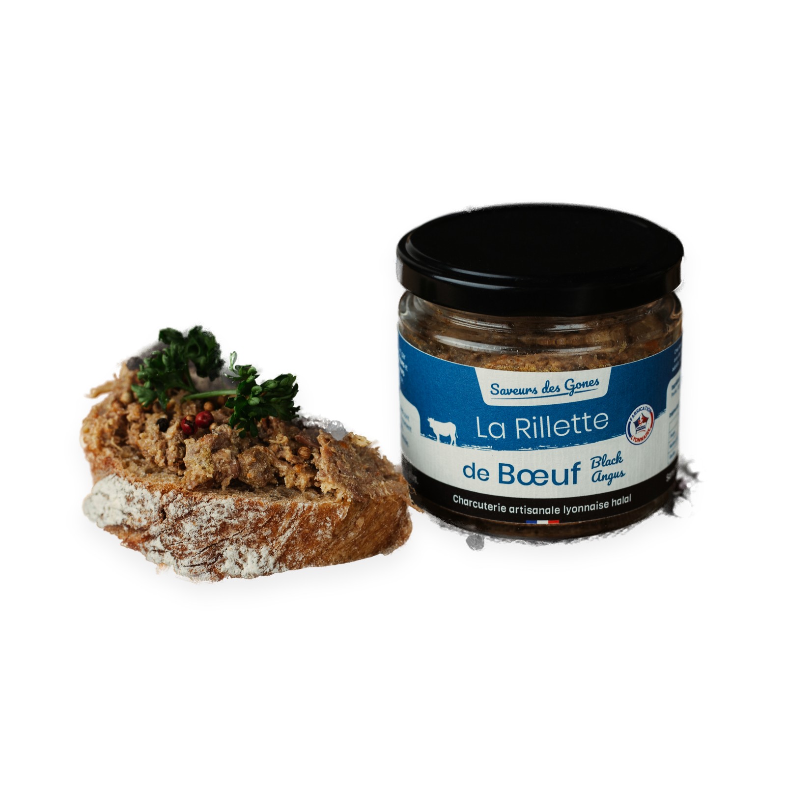 Rillette de bœuf Black Angus, servi sur du pain