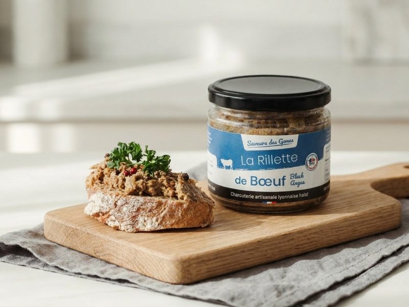 Rillette de bœuf Black Angus, servi sur du pain