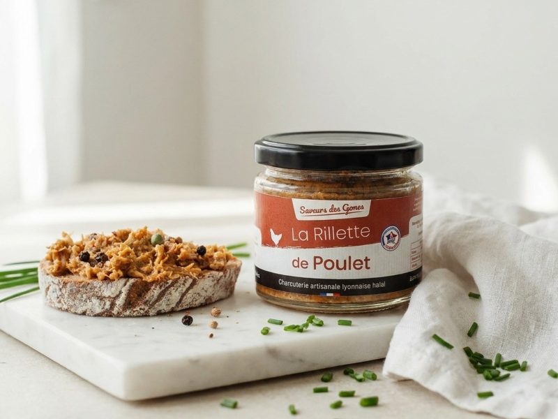 Rillette de poulet, servi sur du pain