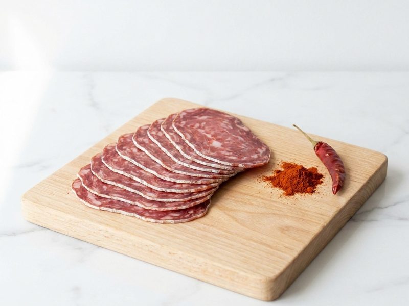 Saucisson sec à l’espagnol, servi sur du pain