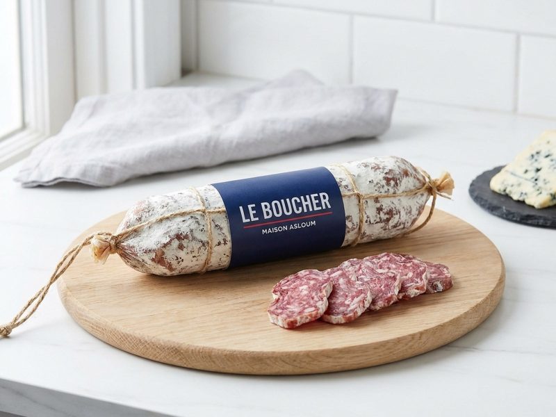 Saucisson sec à la fourme d’Ambert, charcuterie halal