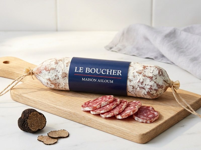 Saucisson sec truffé, charcuterie halal