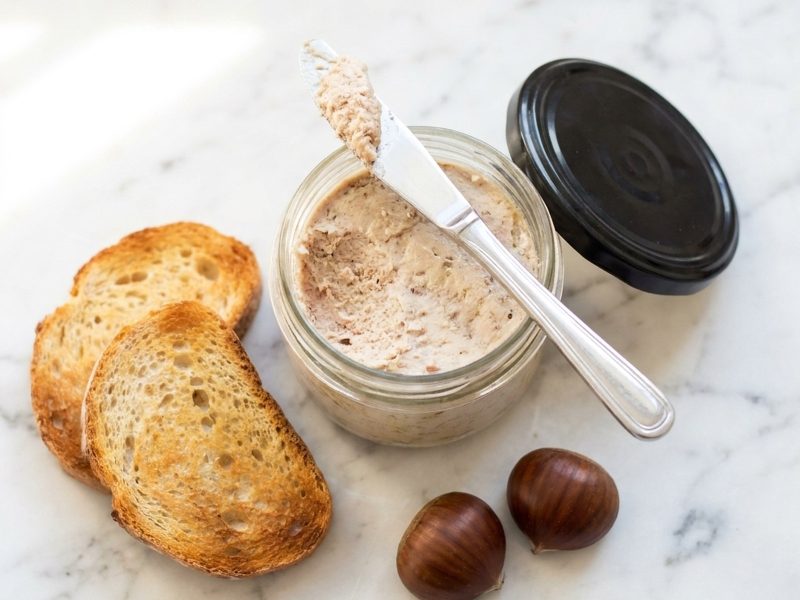 Terrine de veau aux châtaignes, servi sur du pain