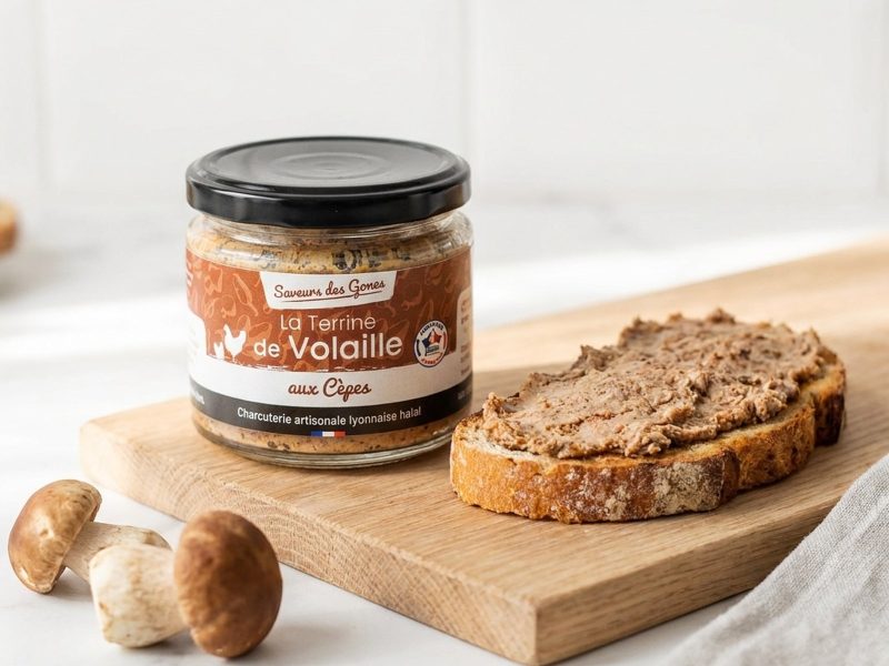 Terrine de volaille aux cèpes, charcuterie halal