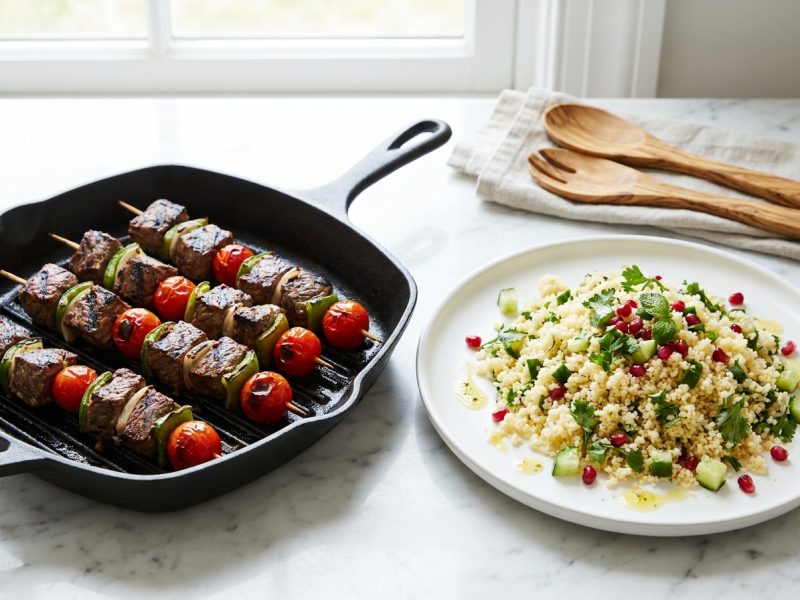 Brochettes de bœuf à la poêle