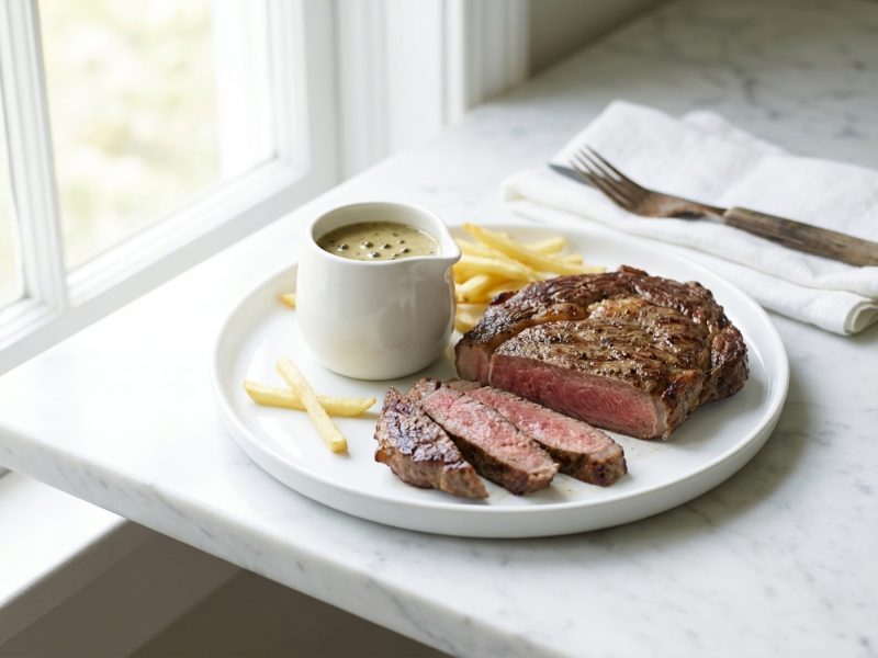 Entrecôte grillée, sauce au poivre