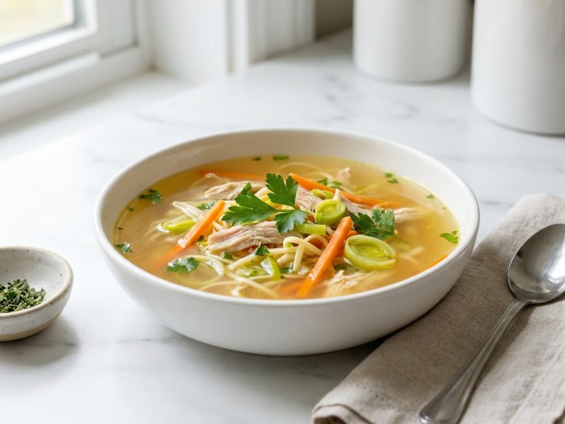 Bouillon de poulet aux légumes