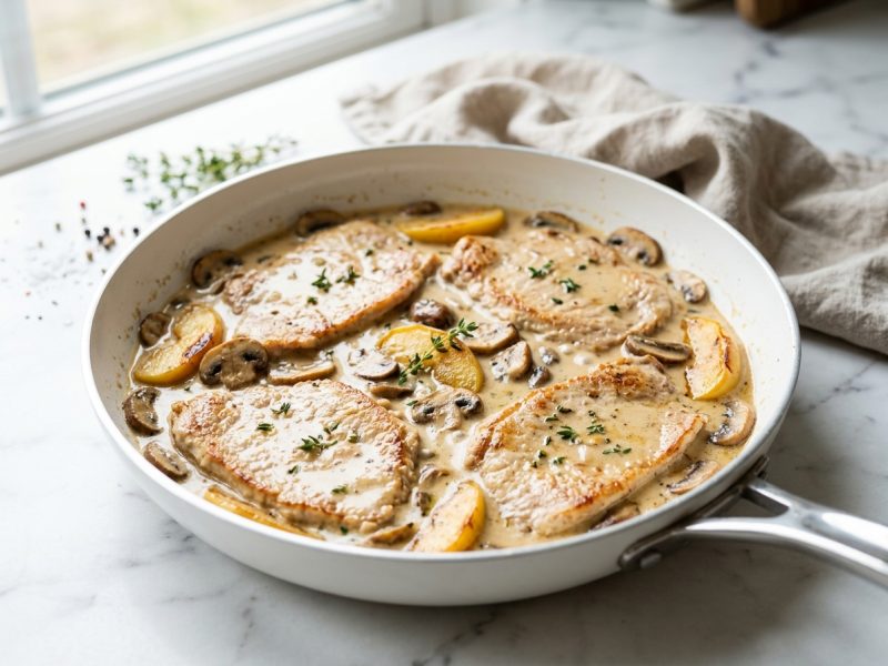 Escalopes de veau à la normande, sans alcool