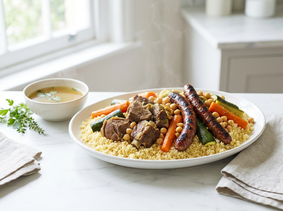 Couscous à l’agneau et aux merguez