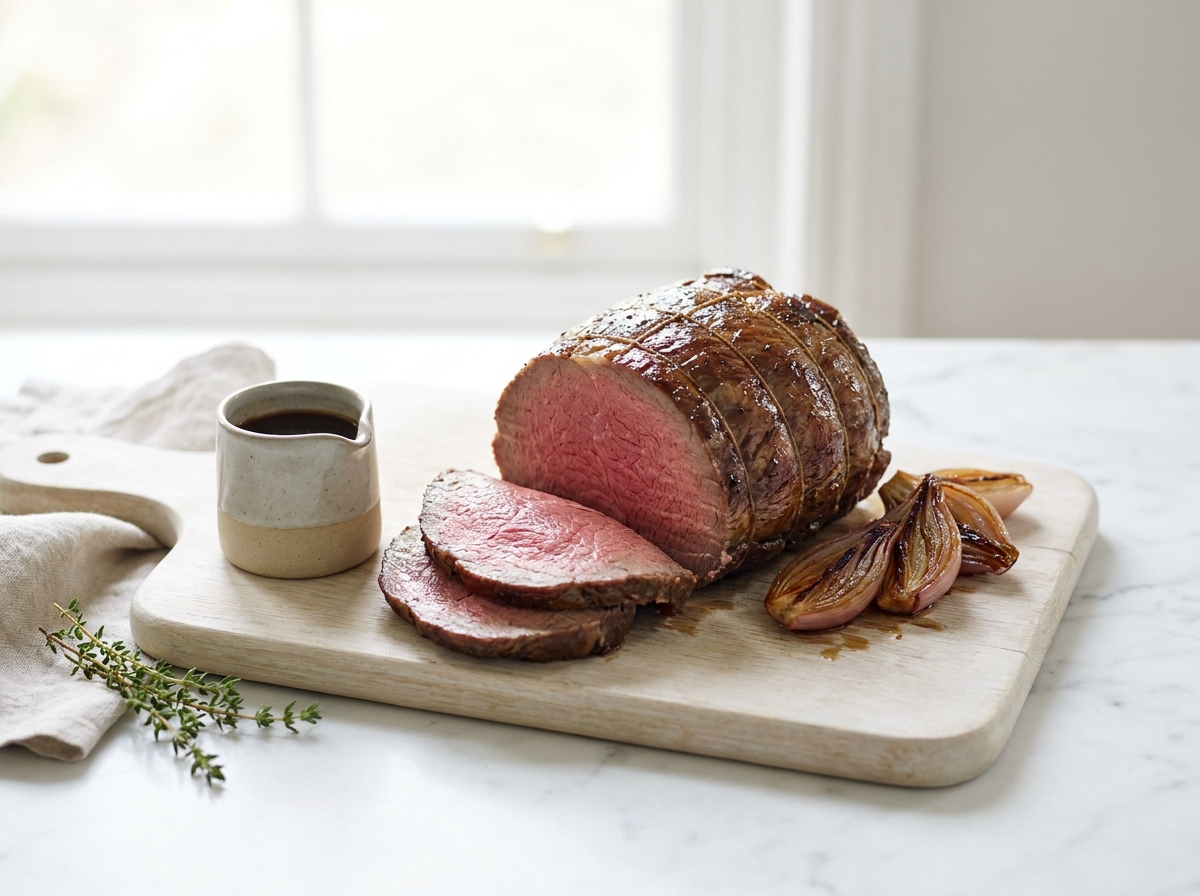 Rôti de bœuf au four, jus court