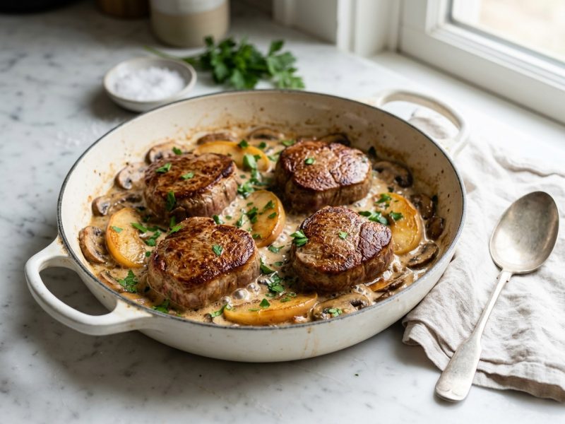 Côtes de veau vallée d’Auge, sans alcool