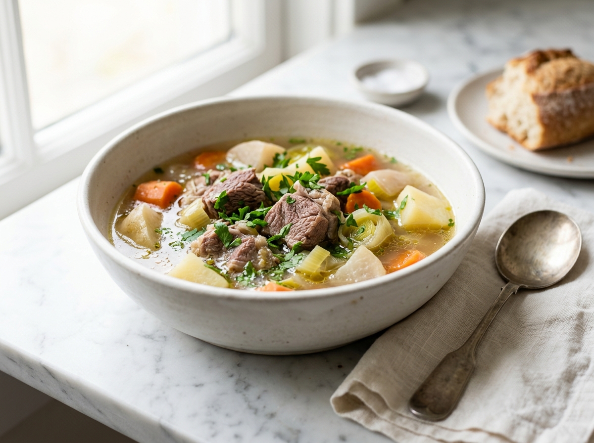 Soupe d’agneau aux légumes d’hiver