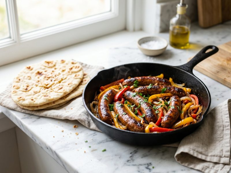 Poêlée de merguez aux poivrons
