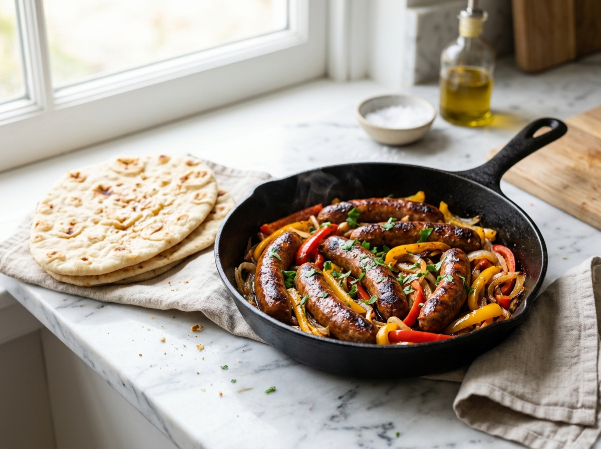 Poêlée de merguez aux poivrons