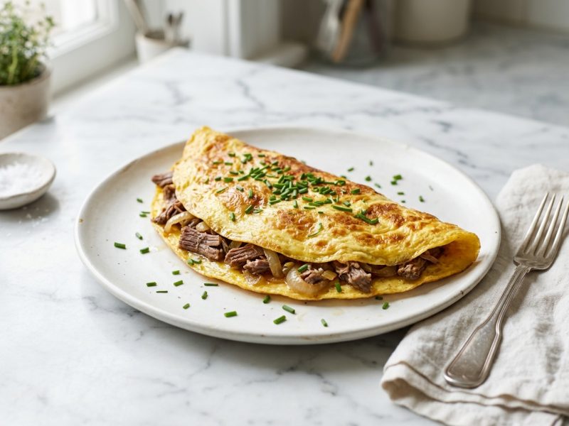 Omelette au reste de bœuf
