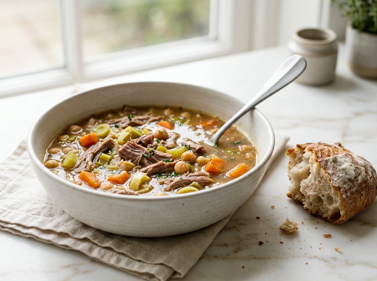 Soupe épaisse au reste de collier d’agneau
