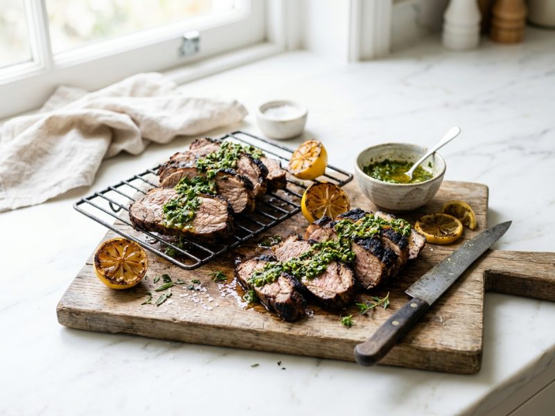 Poitrine de veau grillée au barbecue, chermoula