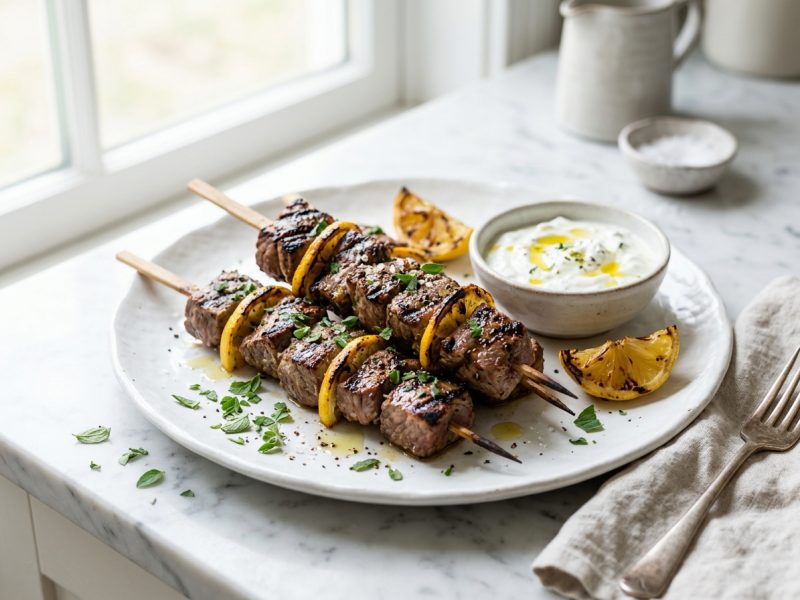 Brochettes de sous-noix de veau au citron