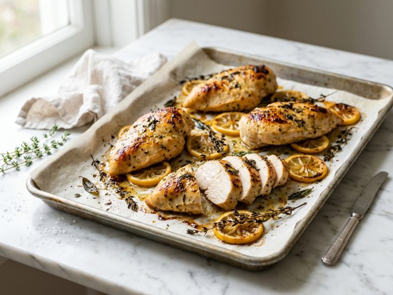 Blancs de poulet marinés au citron, au four
