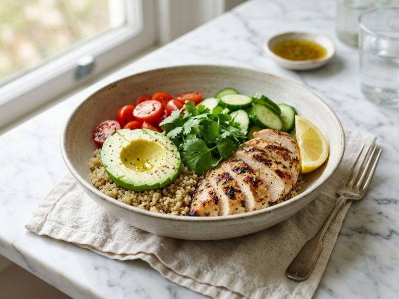 Salade de poulet, quinoa et avocat