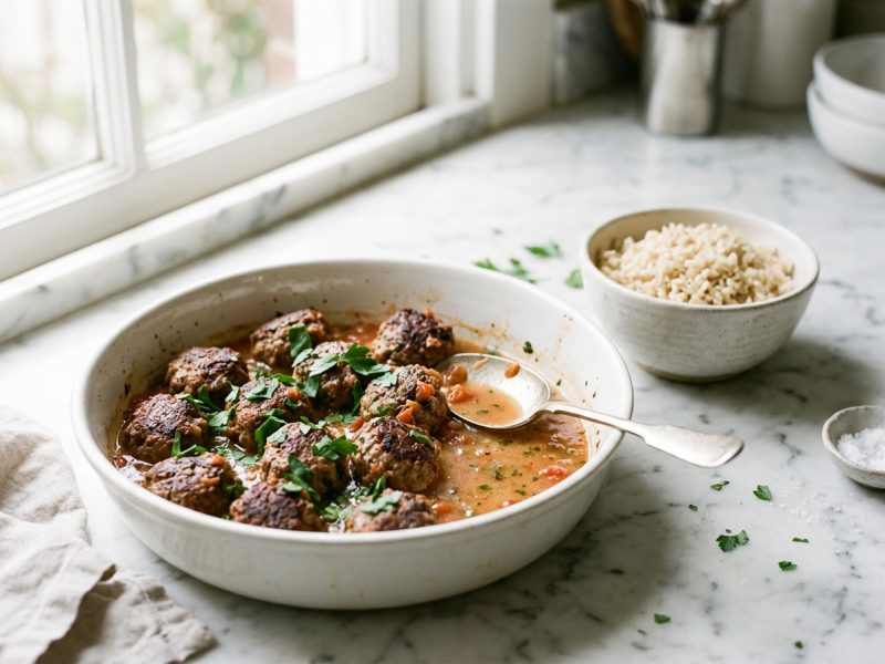 Boulettes de kefta au four, sauce tomate légère
