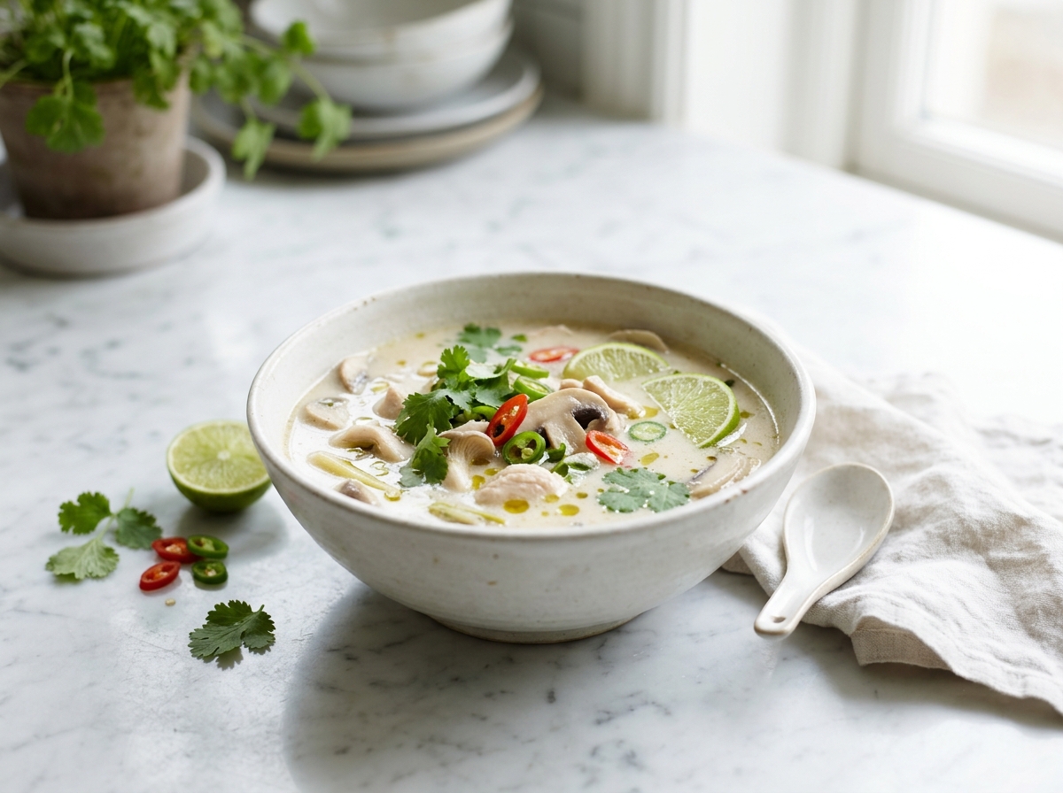 Soupe de poulet à la thaïe, sans sauce poisson