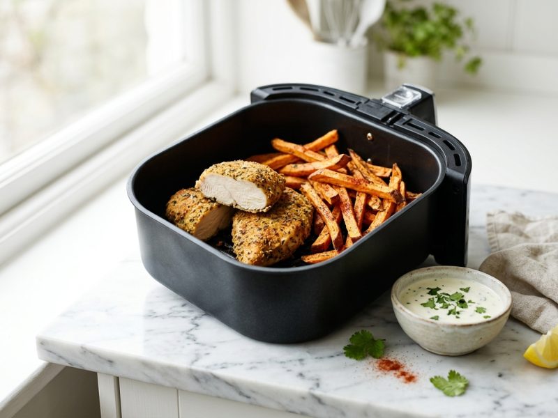 Filets de poulet à l’air fryer, patates douces