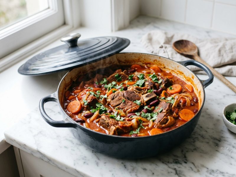Épaule d’agneau mijotée aux haricots rouges