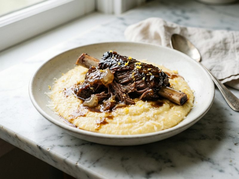 Tendrons de veau confits et polenta crémeuse